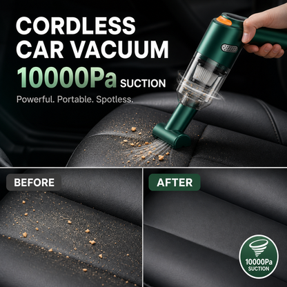 ⏰50% OFF – LAST CHANCE⏰ Cordless Car Vacuum – 10000Pa Suction, 4000mAh – 30-Min Runtime, Washable HEPA – Includes Nozzles & Cleaning Cloth! 🔥