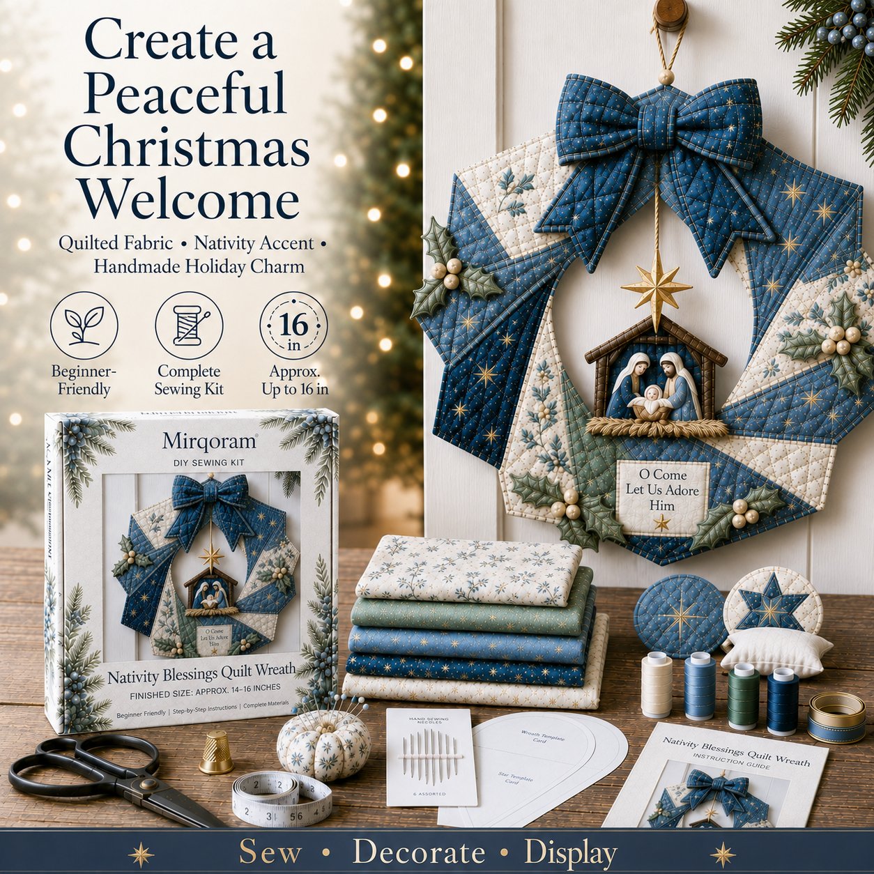 🎄 Christmas Fabric Wreath DIY Kit