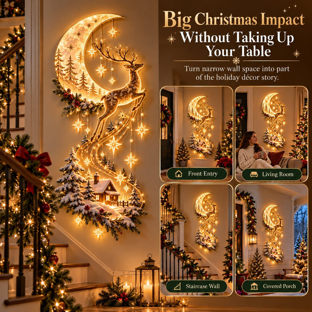 Reindeer Under the Starry Sky™ – Cozy Christmas Cabin