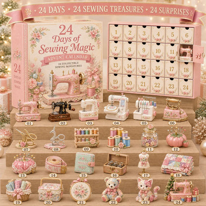 🧵24 Days Of Sewing Magic Advent Calendar | 24 Sewing-Inspired Miniatures for Craft Lovers, Quilters & Handmade Enthusiasts 🎁