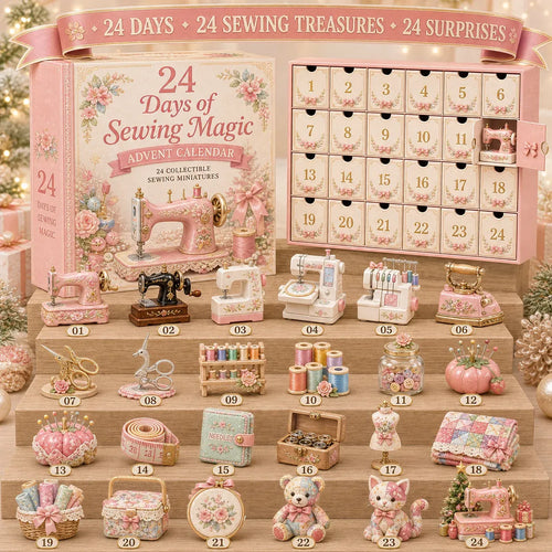 🧵24 Days Of Sewing Magic Advent Calendar | 24 Sewing-Inspired Miniatures for Craft Lovers, Quilters & Handmade Enthusiasts 🎁