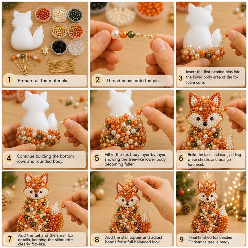 🔥HOT SALE 49% OFF🎁 🐾 Animal-Themed Beaded Christmas Tree DIY Kit🦊