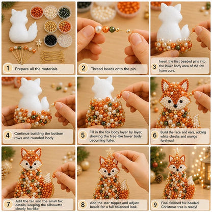 🔥HOT SALE 49% OFF🎁 🐾 Animal-Themed Beaded Christmas Tree DIY Kit🦊