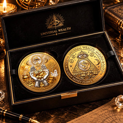 💰3D Wealth Coin – Gold-Tone Prosperity Symbol with Double-Sided Relief
