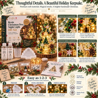 🎄✨ DIY Christmas Glow Tree – Beginner-Friendly Resin Craft Kit with Lights & Festive Decorations