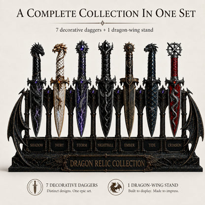 Dragon Relic Collection – 7-Piece Fantasy Dagger Display Set
