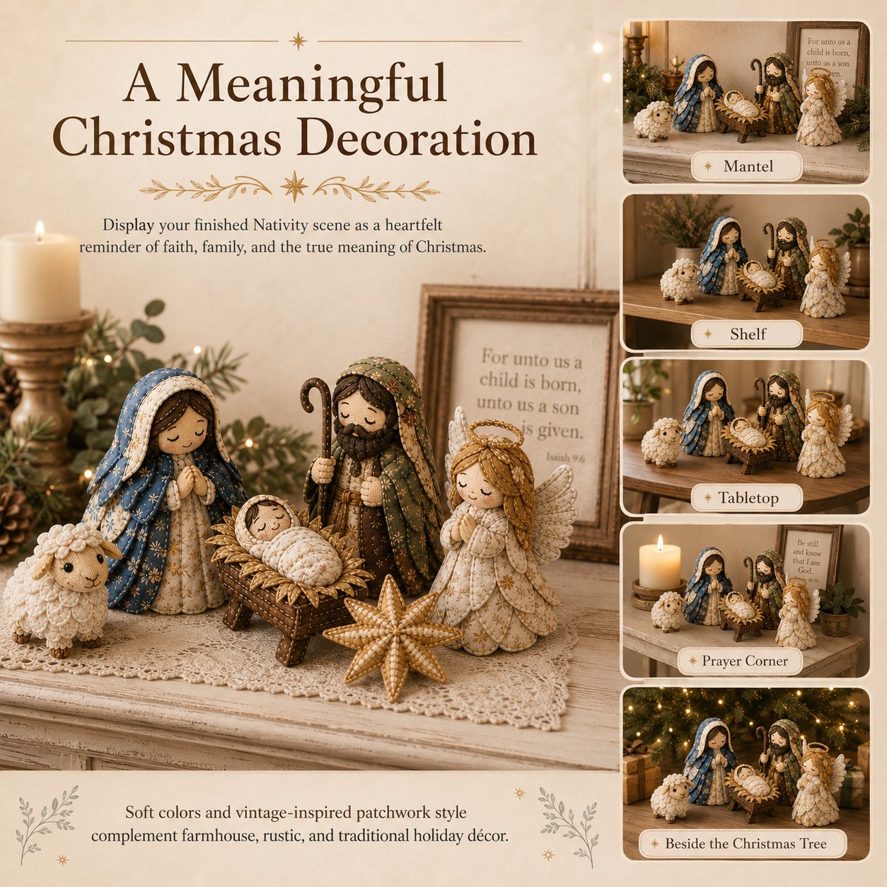 DIY Patchwork Nativity Scene Sewing Kit (Beginner-Friendly)
