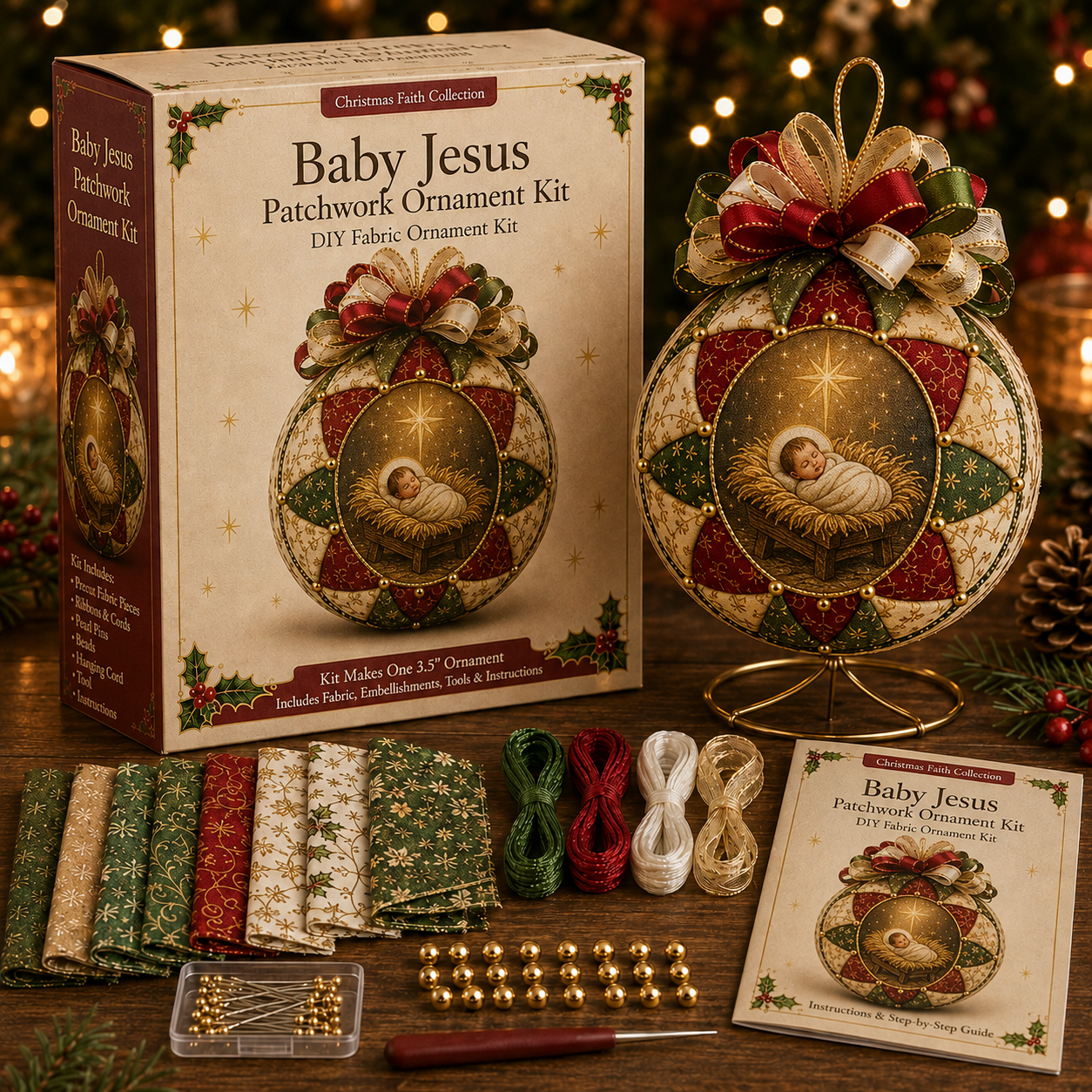 ⛪ Christmas Nativity Patchwork Ornament DIY Kit