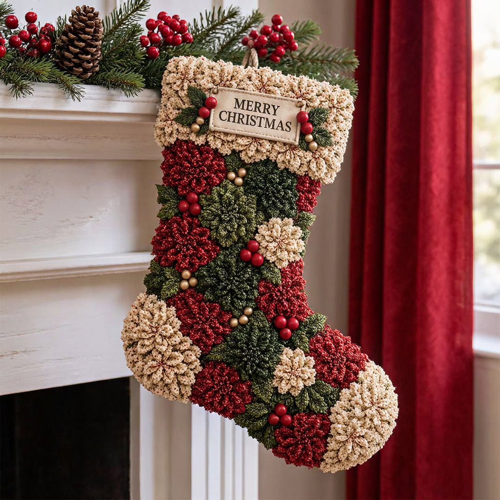 🎄✨Christmas Fabric Flower Door Hanging DIY Kit – Layered Holiday Décor(📦Buy 2 Free Shipping)