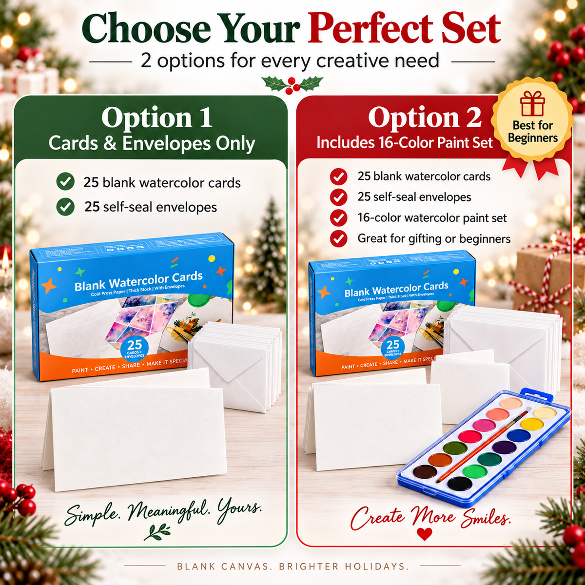 Create-Your-Own Watercolor Cards – 25 Premium Blank Cards & Envelopes