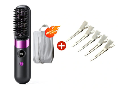 💇‍♀️ 3-in-1 Cordless Hair Straightening Brush – Straighten, Curl & Detangle Anywhere ✨
