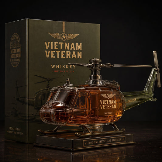 Vietnam Veteran Military Helicopter 1965-1975 Whiskey Bottle