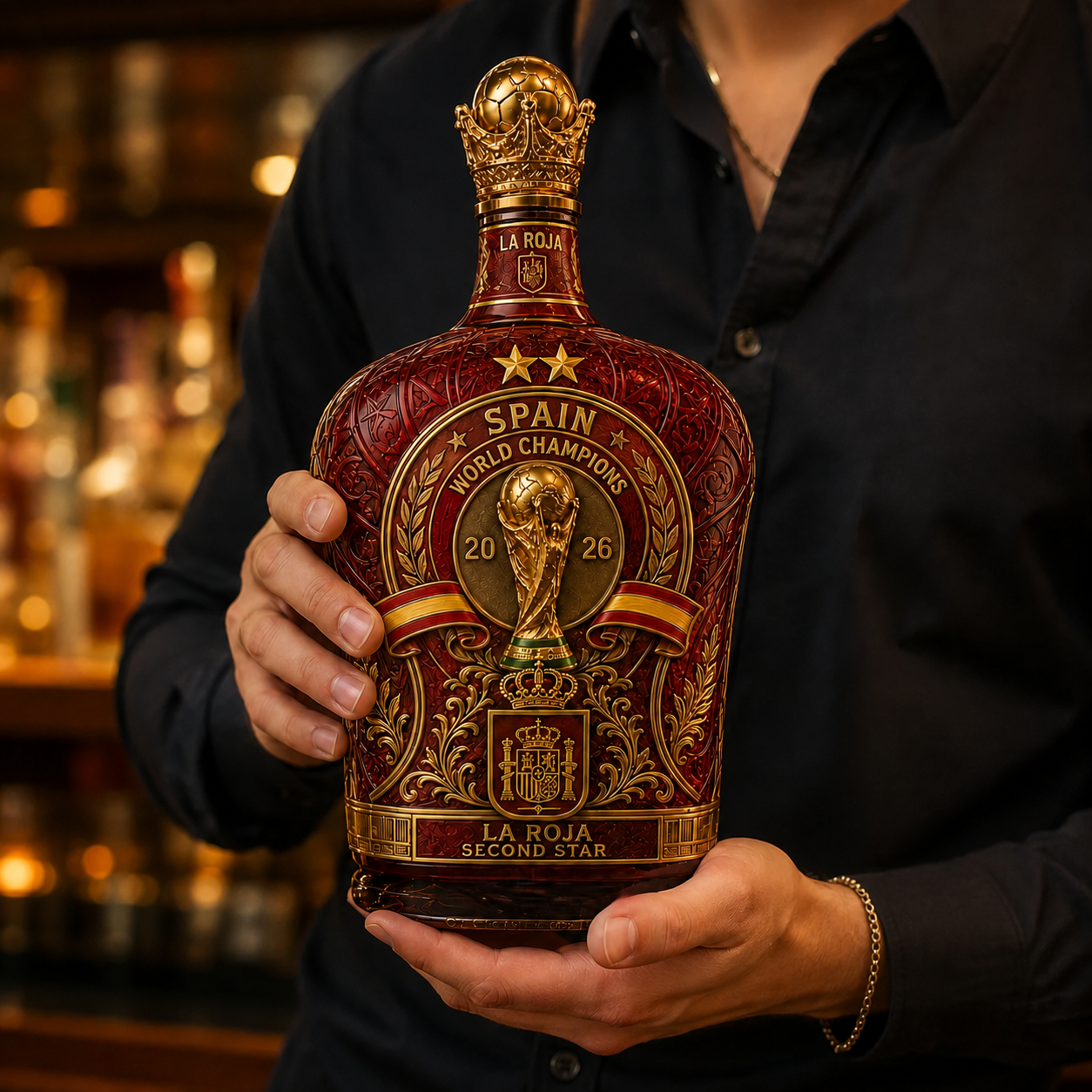 Spain Second Star World Champions 2026 Whiskey Bottle