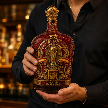 Spain Second Star World Champions 2026 Whiskey Bottle