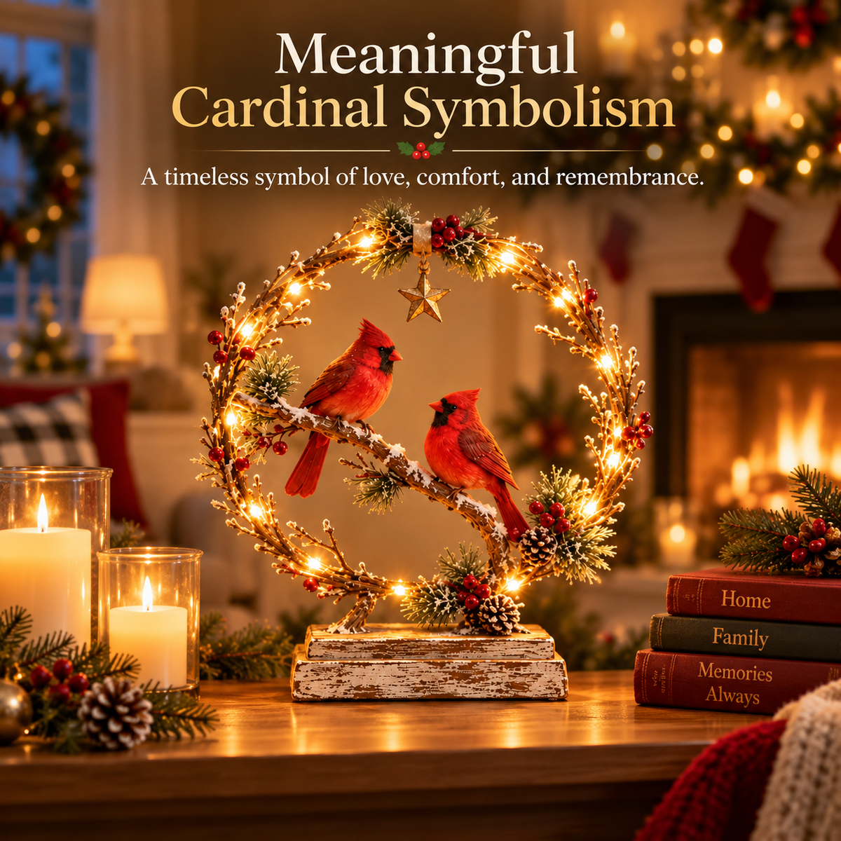 Cardinal decoration symbolizing love comfort and remembrance