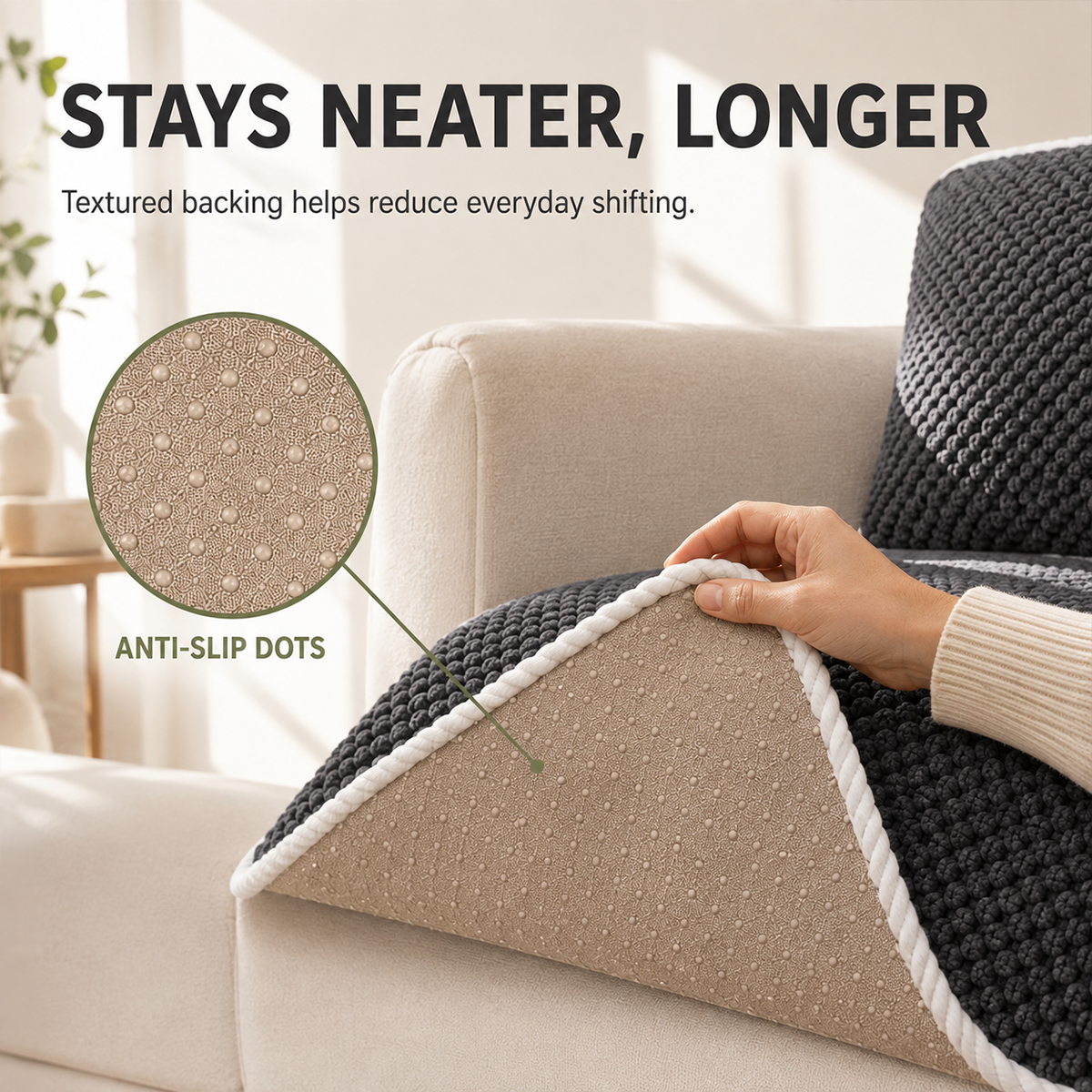 Removable Sofa Cover, Non-Slip Polyester