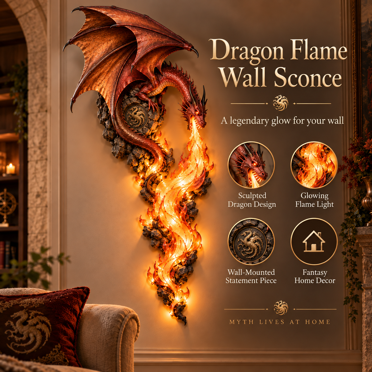 🔥Last Day 49% OFF -🐉 Dragonfire Guardian™ Wall Sconce – A Legendary Flame Awakens On Your Wall 🔥