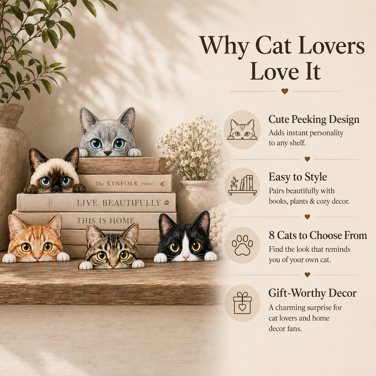 Why cat lovers love peeking cat shelf decor