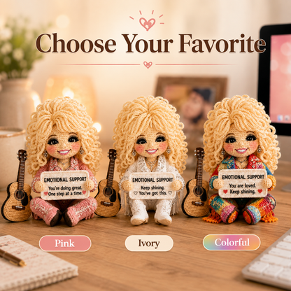Little Emotional Support Friend – Handmade Crochet Encouragement Doll with Mini Guitar