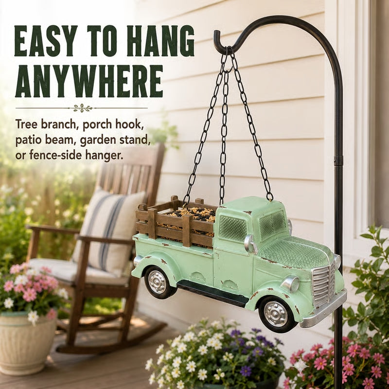 Vintage Mint Green Truck Hanging Bird Feeder