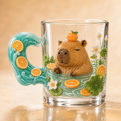 3D Animal Glass Mug with Sculpted Tail Handle