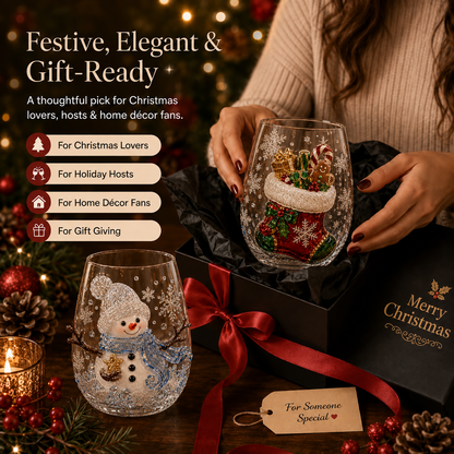 🎄✨ 3D Christmas Glass Art Cup