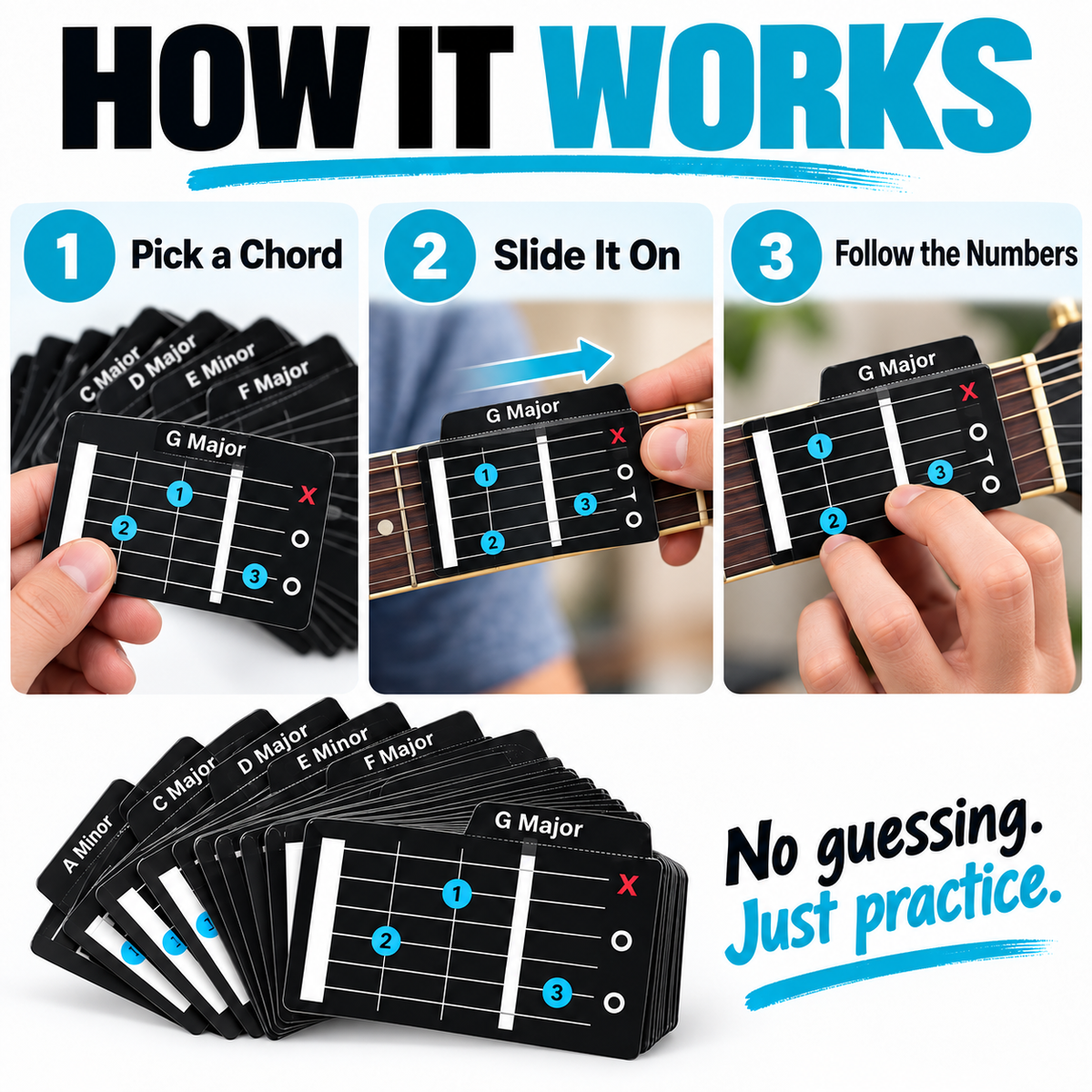 How guitar chord cards work