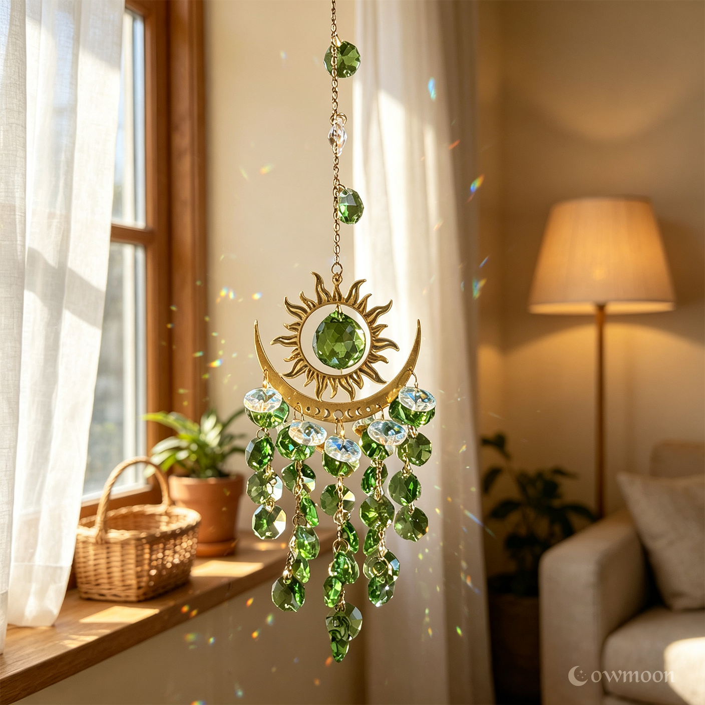 🌈Sunburst Crystal Light Catcher – Handmade Bohemian Style Light Catcher