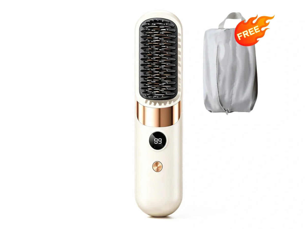 💇‍♀️ 3-in-1 Cordless Hair Straightening Brush – Straighten, Curl & Detangle Anywhere ✨