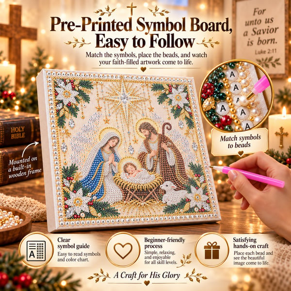 Pre printed Christian pearl art symbol guide