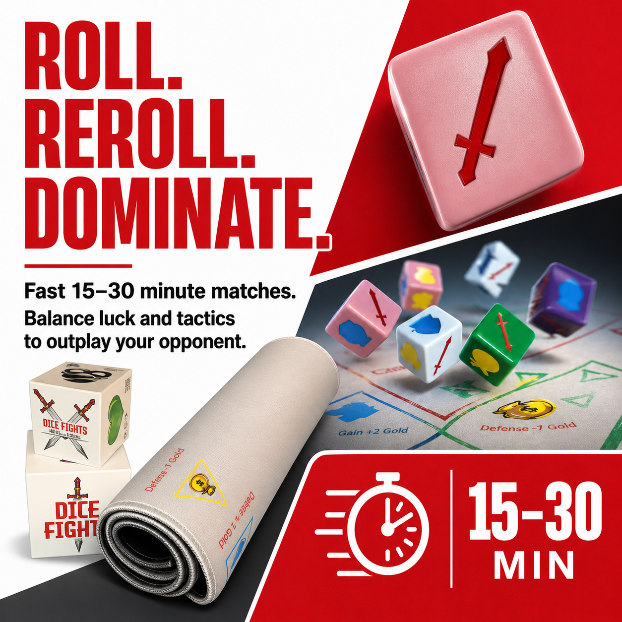 Ultimate Dice Fights Bundle – 2-Player Strategy Game with Heal or Steal Set & Battle Mat