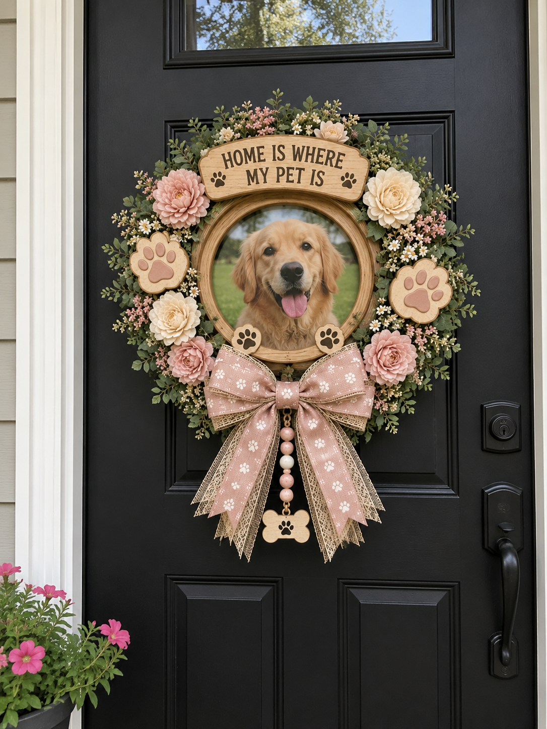 My Dog Is Family Wreath – Cute Pet Lover Front Door Decor & Personalized Photo Keepsake