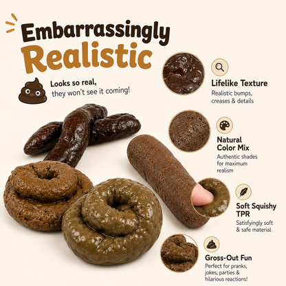 🔥7PCS Realistic Fake Poop Prank Set – Hilarious Gag Gift for Parties & Office