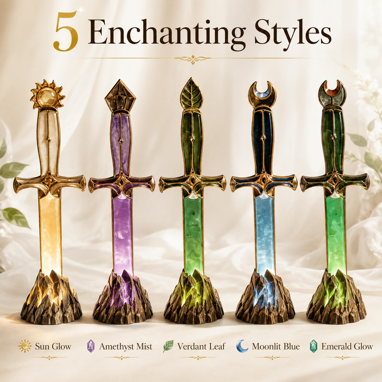 Enchanted Relic Glow Sword – Mystical Fantasy Light-Up Display Decor