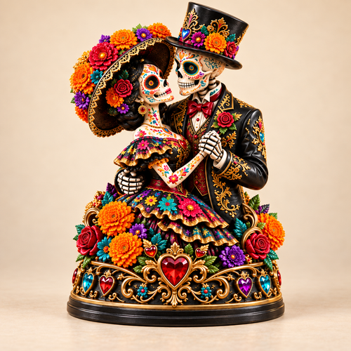 Día de los Muertos Eternal Love Couple Figurine – 11.8" Statement Décor