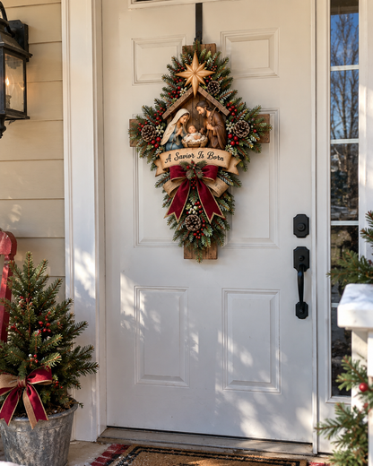 The True Meaning of Christmas – 3D Nativity Cross Wreath