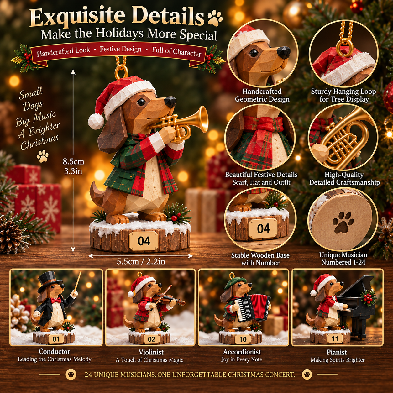 🐾🎻 Dachshund Holiday Orchestra – 24 Little Musicians