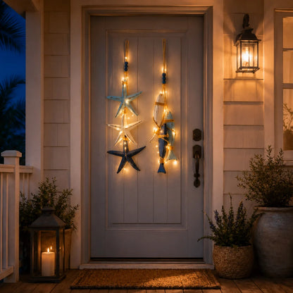 Coastal Wooden Hanging Ornament Lights