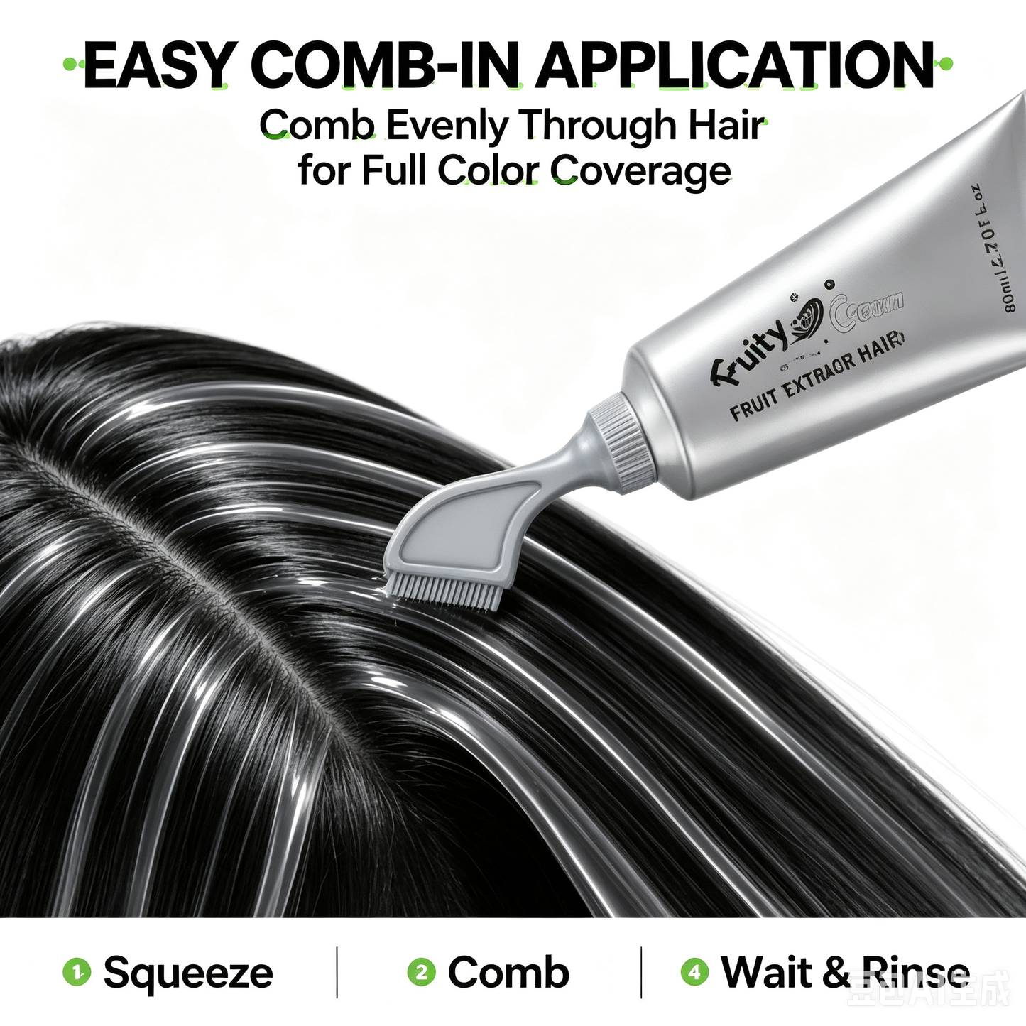 Fruit Extract Hair Dye Comb / Hair Dye Cream — Portable Home Use, Gentle Plant-Based Hair Dye, Reusable No Mix Hair Color✨