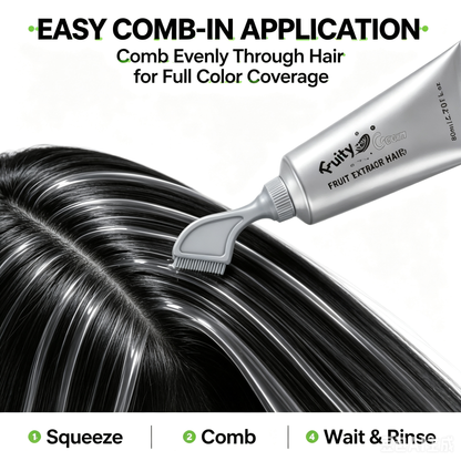 Fruit Extract Hair Dye Comb / Hair Dye Cream — Portable Home Use, Gentle Plant-Based Hair Dye, Reusable No Mix Hair Color✨