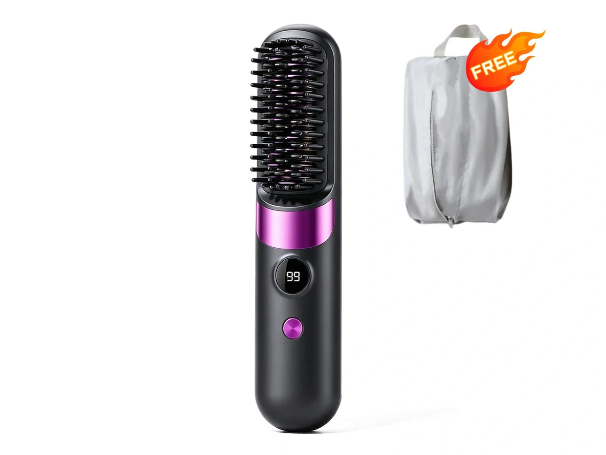 💇‍♀️ 3-in-1 Cordless Hair Straightening Brush – Straighten, Curl & Detangle Anywhere ✨