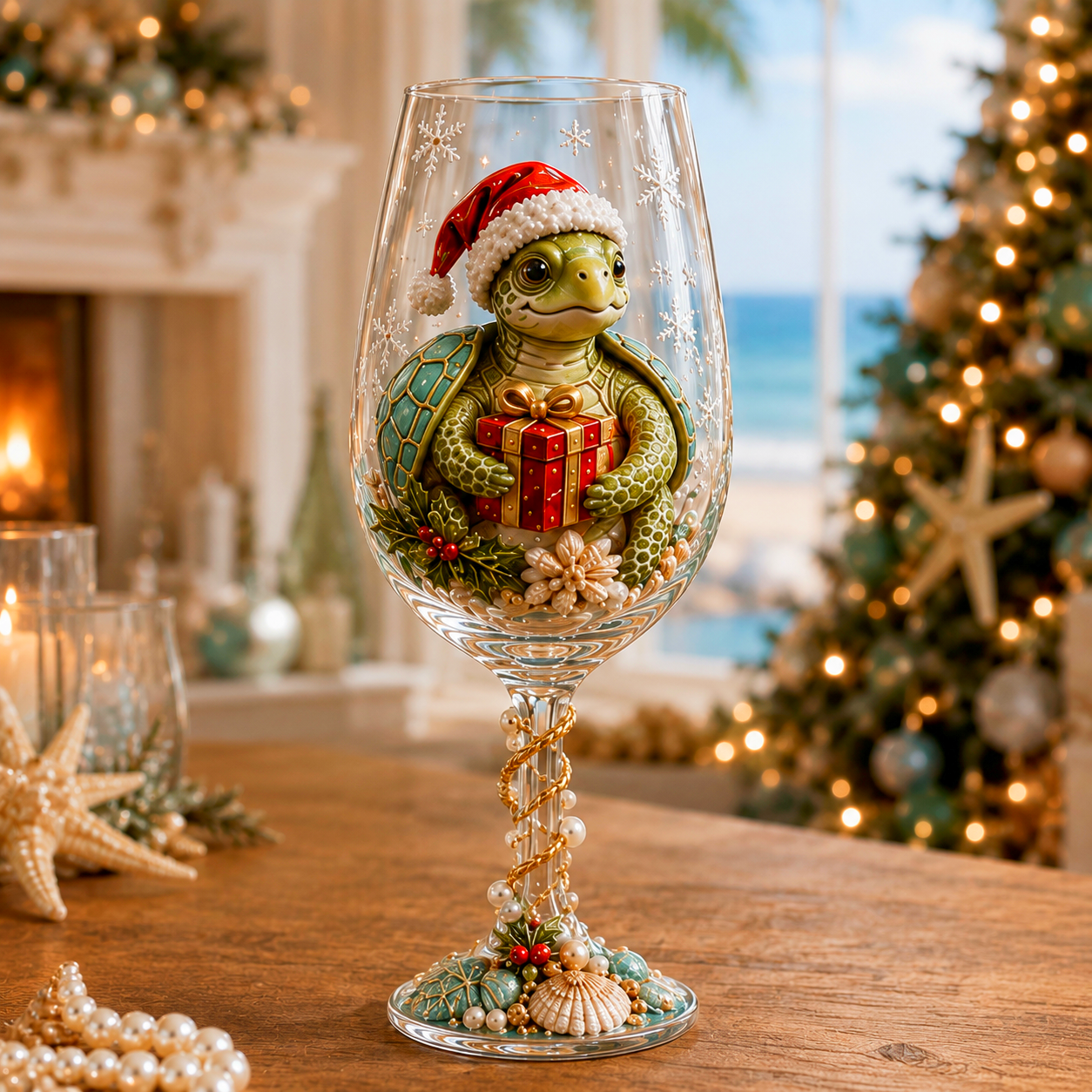 🌊🎁 Coastal Christmas 3D Collector Wine Glass Collection