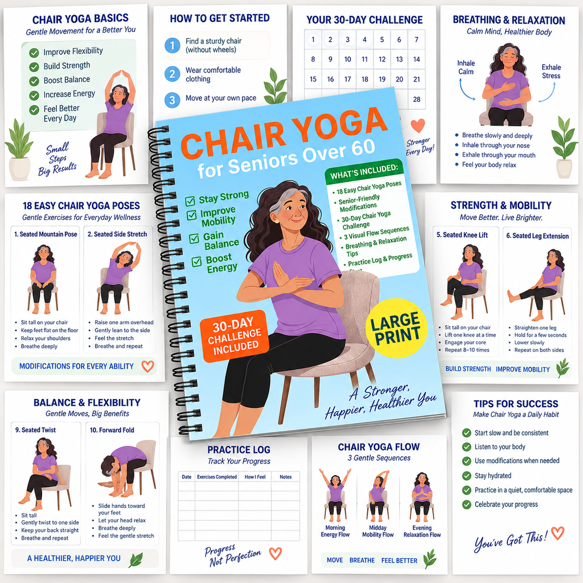 The Complete Guide to Chair Yoga for Seniors Over 60: 40+ Low-Impact Easy Exercises to Restore Strength, Mobility, Balance, and Lose Weight