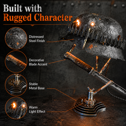 ⏰ 49% OFF Today Only!–🪖 War Relic Vintage Helmet Table Lamp