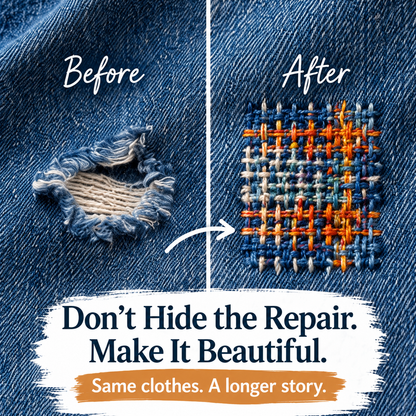 Visible Mending Loom Kit – Easy DIY Clothing Repair & Creative Darning Tool