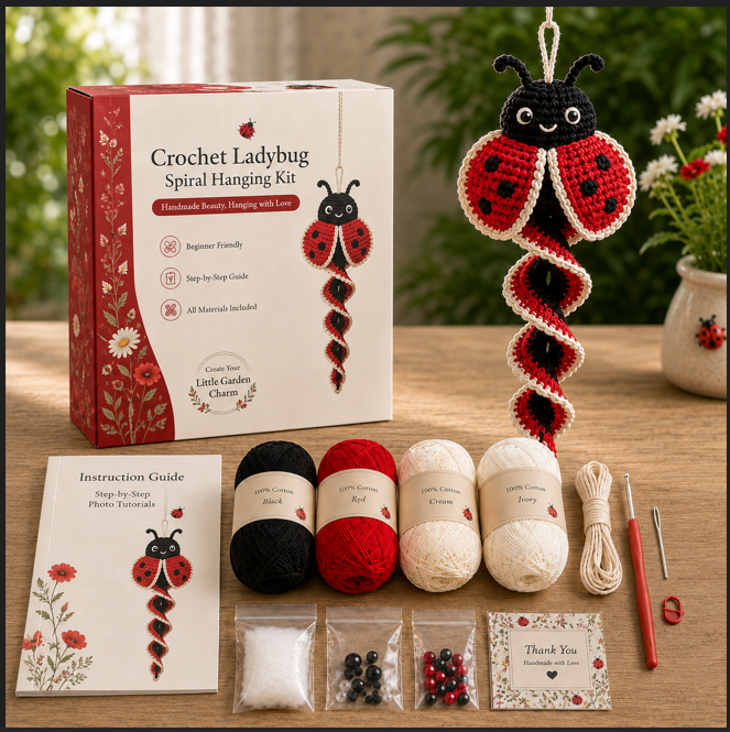 🧶 Crochet Garden Animal Spiral Hanging Kit – Beginner-Friendly DIY Craft
