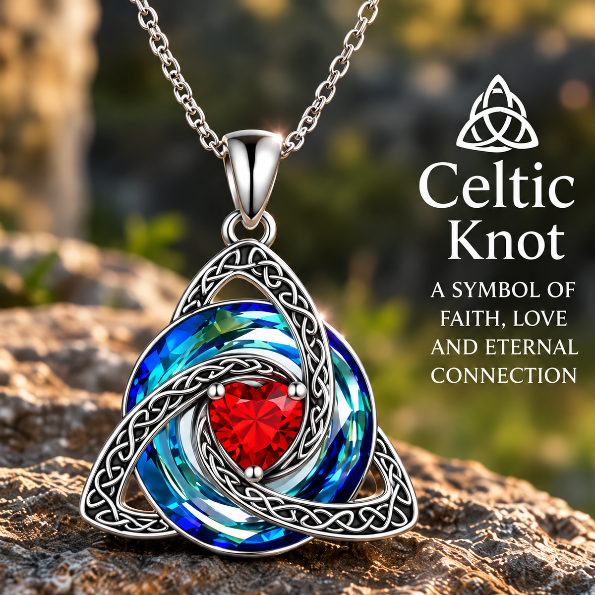 Celtic Heart Birthstone Necklace – Personalized Birth Month Gift
