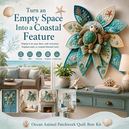 🌊 DIY Ocean Animal Quilted Bow Kit – Large 3D Coastal Door & Wall Décor