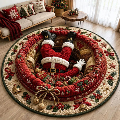 🎄3D-Weihnachtswichtel-Teppich mit optischer Täuschung | Lustige, festliche Must-have-Wohndeko⭐🏠🎁