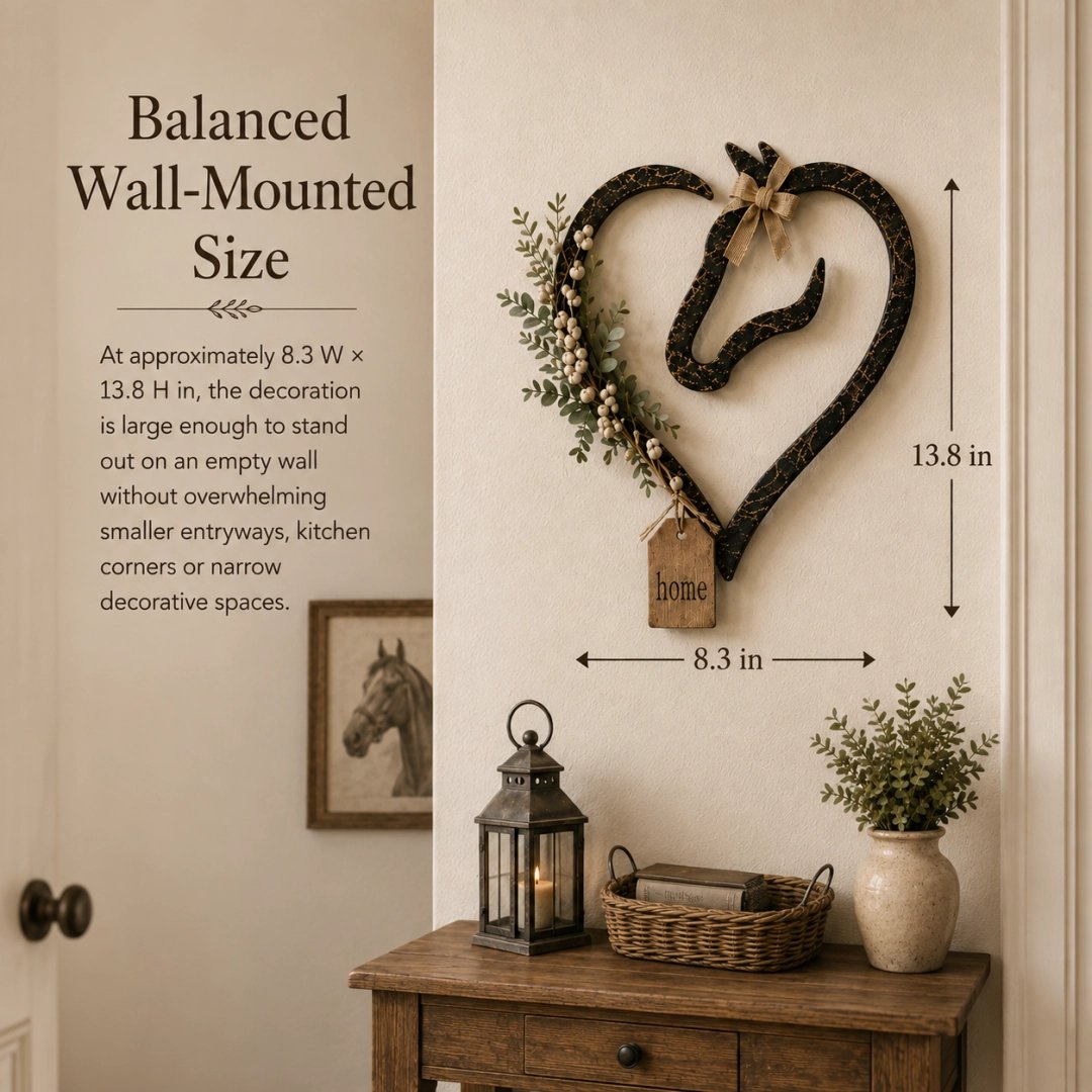 ✨ ✨Rustic Horse Heart Wall Decor with Greenery – Farmhouse Equestrian Home Accent
